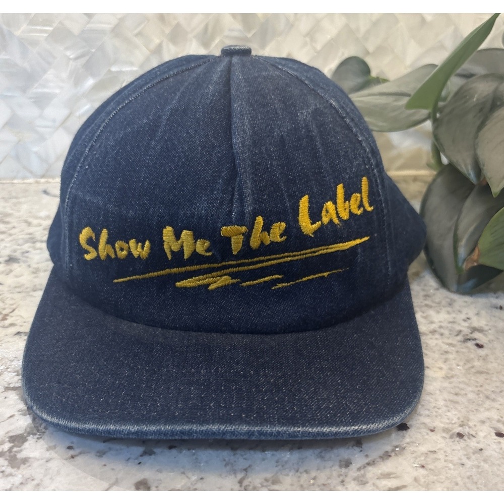 Vintage Trucker Hat Cap SnapBack Denim SMWIA Show Me The Label 80s Metal Union